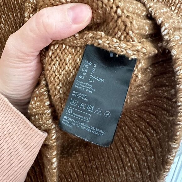 H&M | Long Sleeve Mock Turtleneck Oversized Dark Beige Sweater | S - Picture 7 of 9
